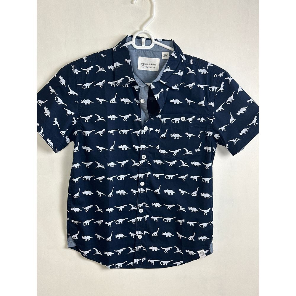 Paper Denim And Cloth Boys Button‎ Down Shirt 8 Dinosaur Print